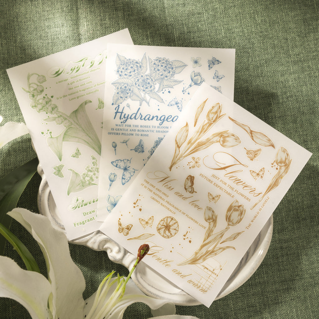 3 Pcs Flower Transfer Stickers QTHY