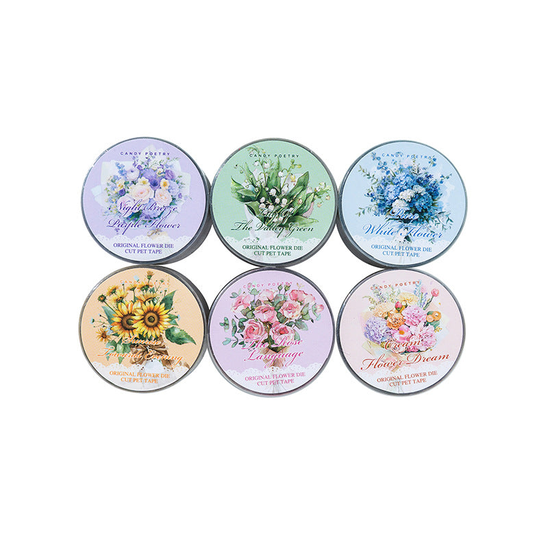 1 Roll Flower Bouquet PET Stickers Tape LMHS
