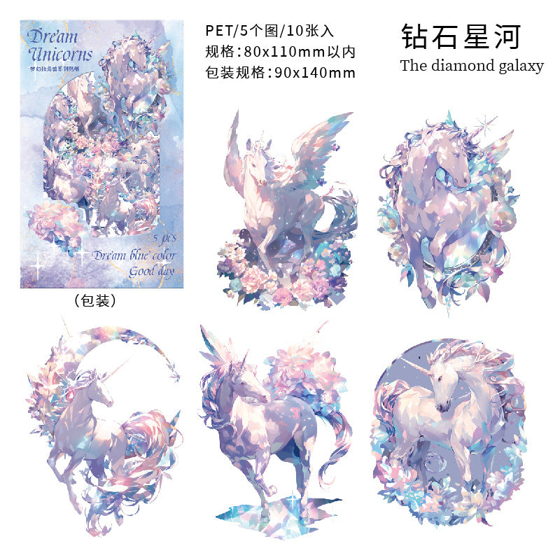10 Pcs PET Unicorn Stickers MJDJS