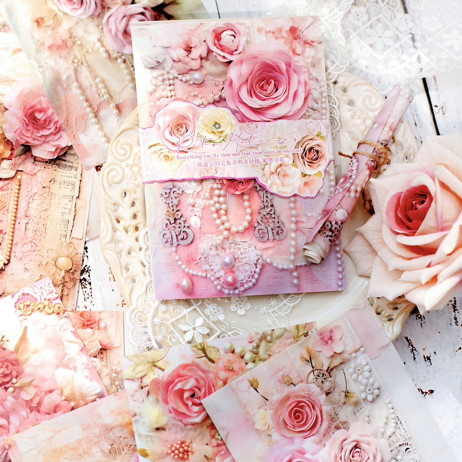40 Pcs Flowers Scrapbook Paper BYWDHD