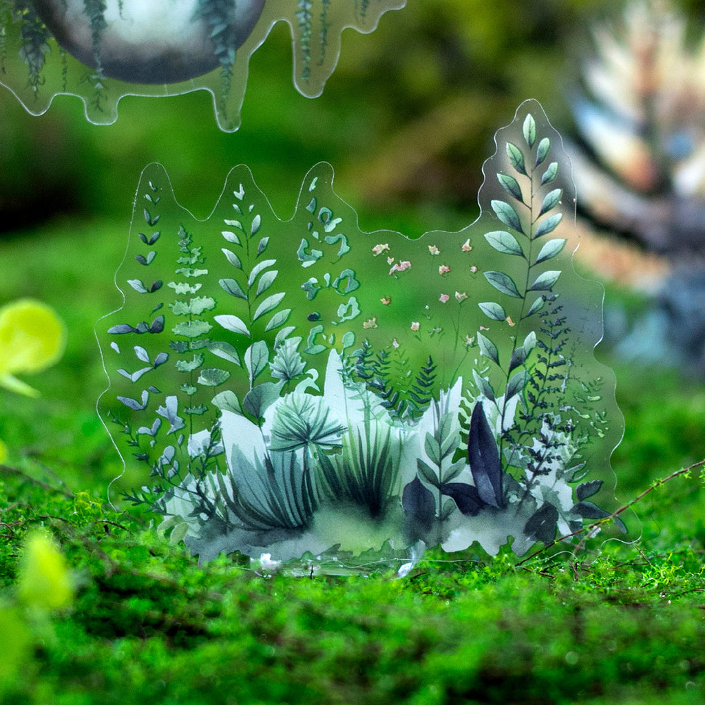 20 Pcs Green Plants Ferns PET Stickers QJCJ