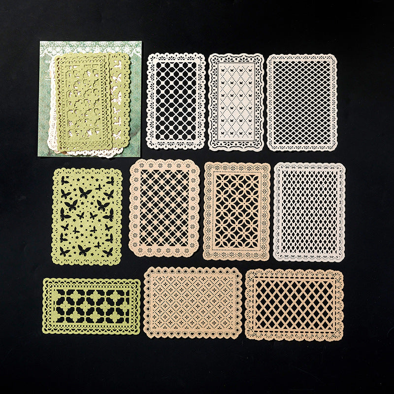 10 Pcs Ornate Lace Vintage Hollow-out Paper YYWGC