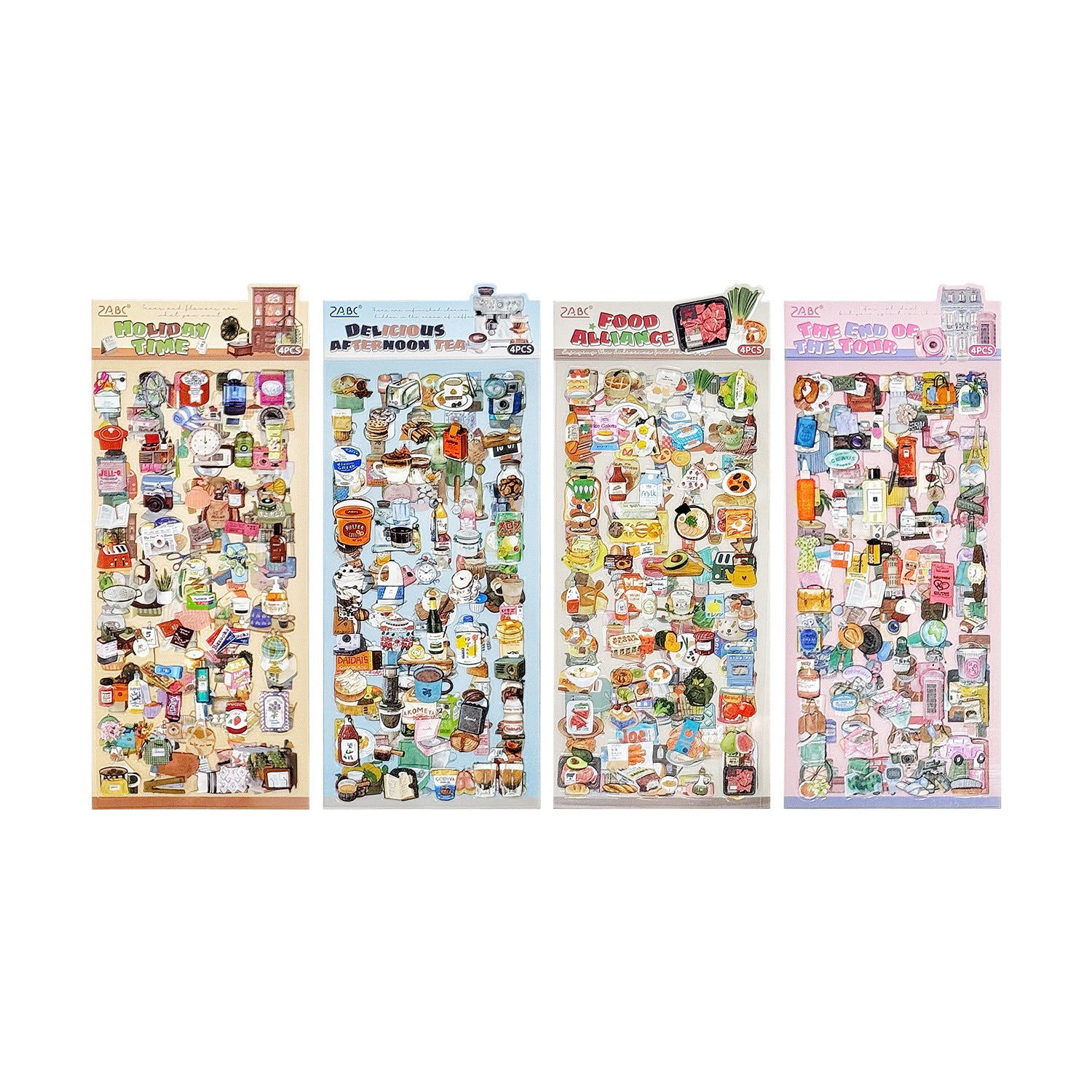4 Pcs Vintage Cozy Everyday Stickers - Travel