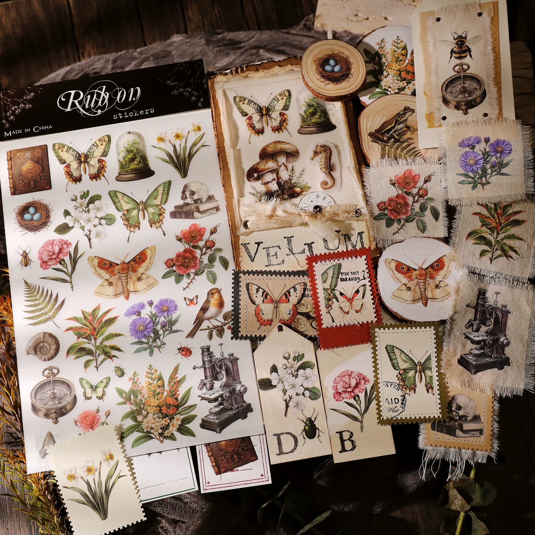 3 Sheets Rub on Stickers - Vintage Woodland