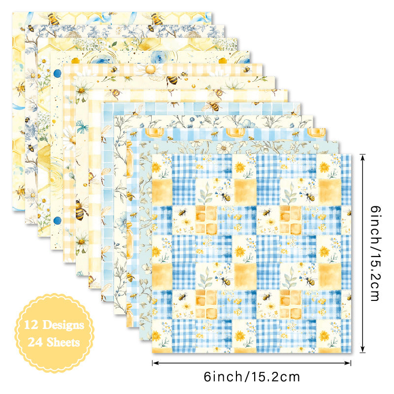 6 inch Bee Check Scrapbook Paper Pad SKP592