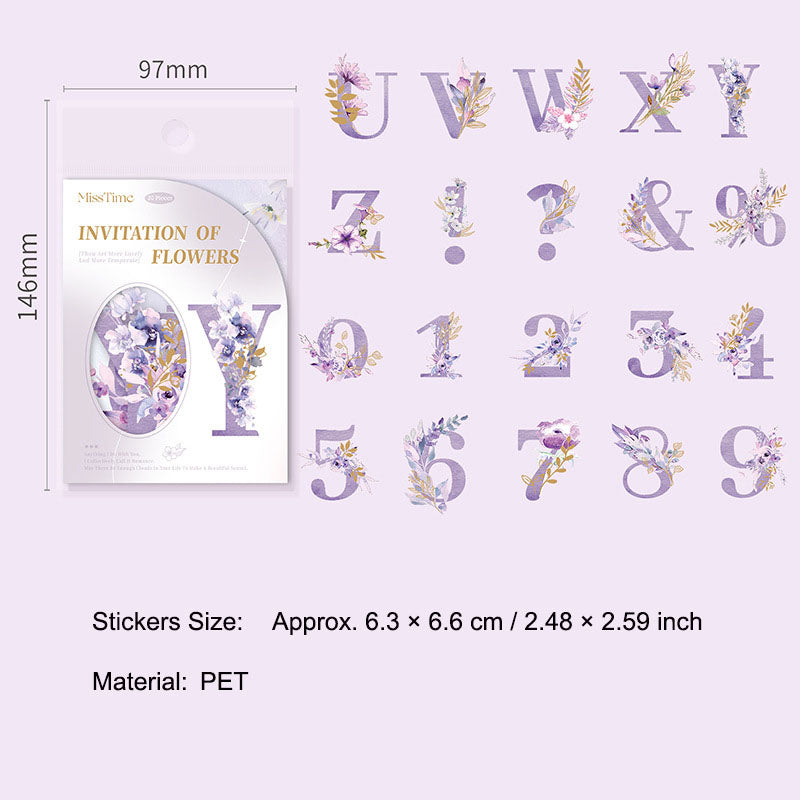 10 Pcs Flower Letter PET Stickers HJLX