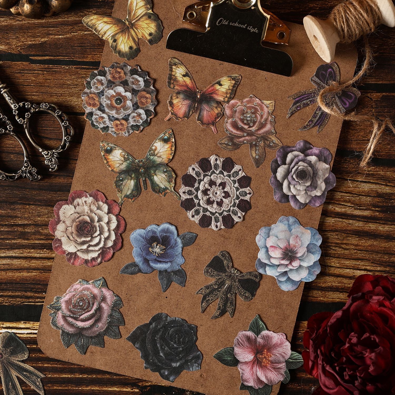 10 Pcs Vintage Flower Stickers JXRH