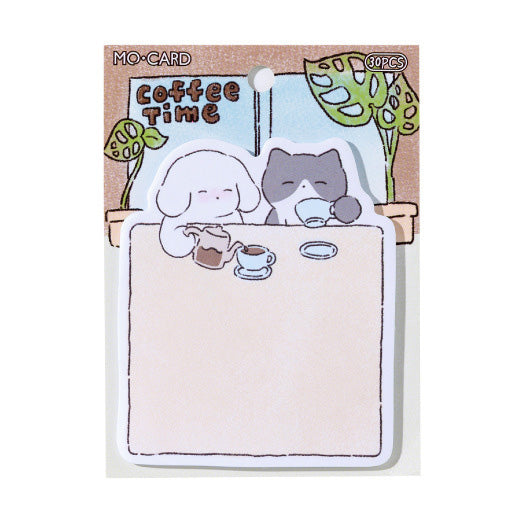 Kawaii Cozy Cat Life Die-Cut Sticky Notes - Coffee Time