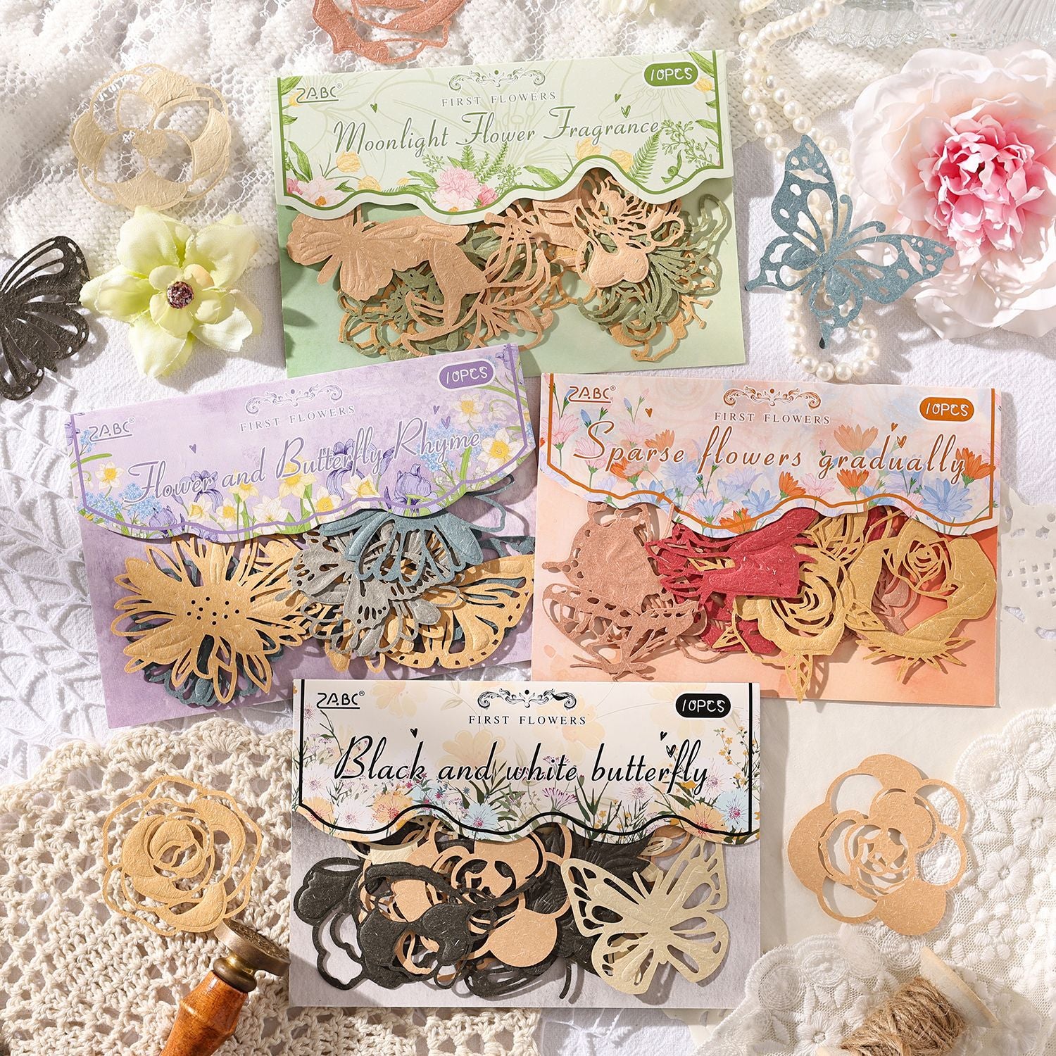 10 Pcs Flower Butterfly Cutout Paper HYQM