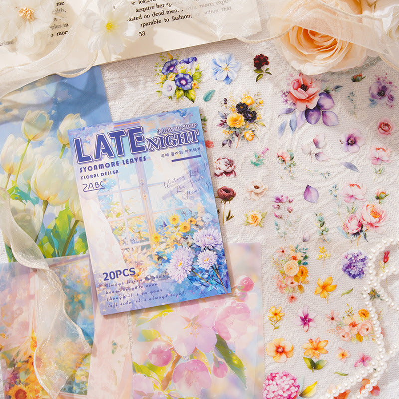 20 Sheets Flower PET Stickers Book WYHZ