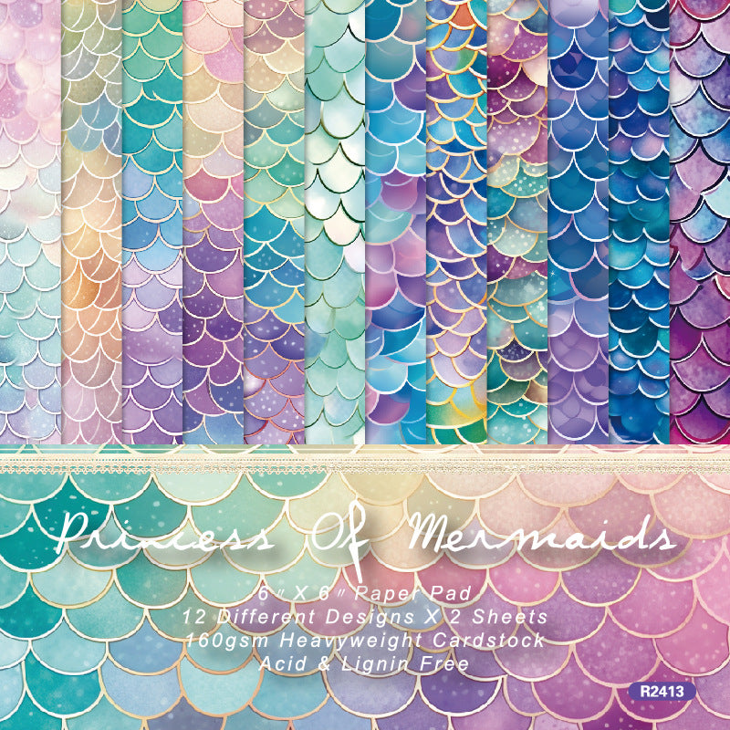 6 inch Mermaid Scales Scrapbook Paper Pad SKP413