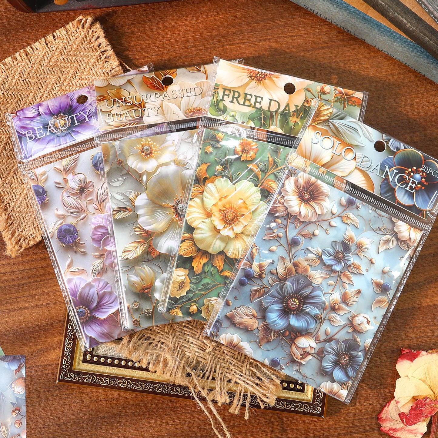 20 Sheets Fantasy Vintage Flower Journal Paper KKFQ