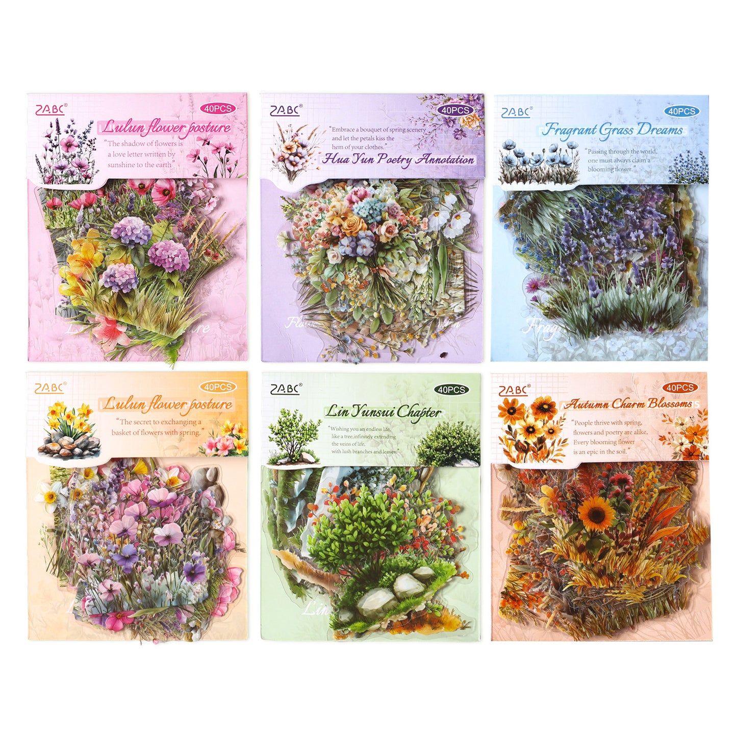40 Pcs Wildflower PET Stickers SHHY