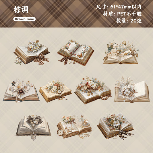 20 Pcs Book Reading PET Stickers SXXL