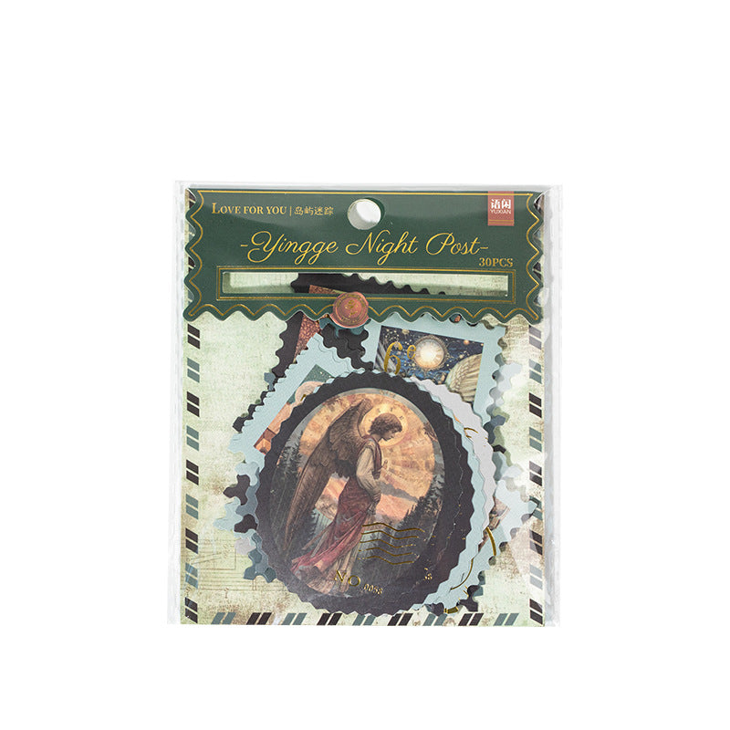 30 Pcs Vintage Postage Stamp Stickers YGY