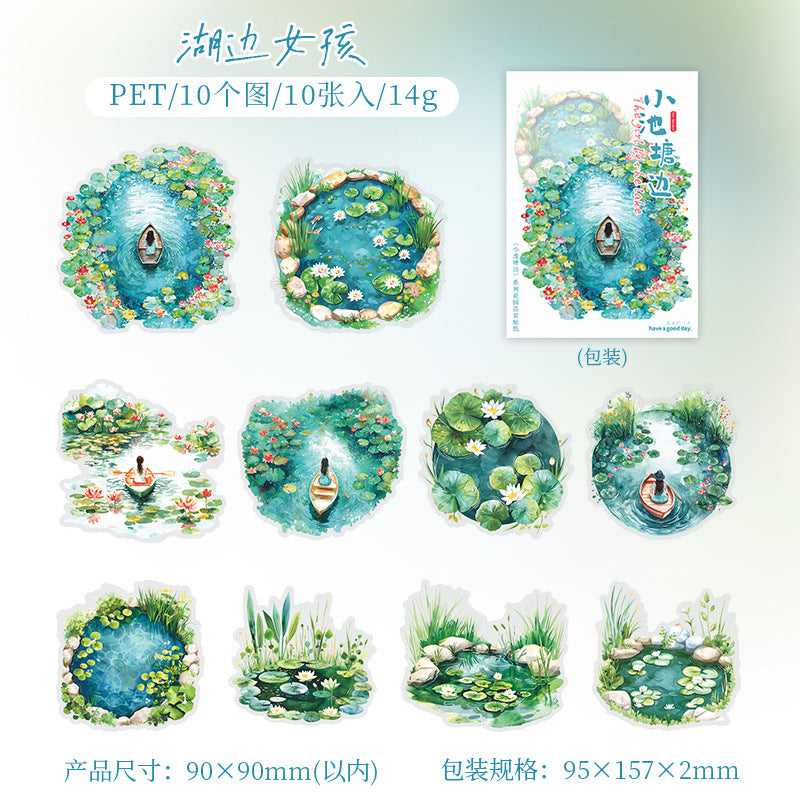 10 Pcs Pond Theme PET Stickers XCTB