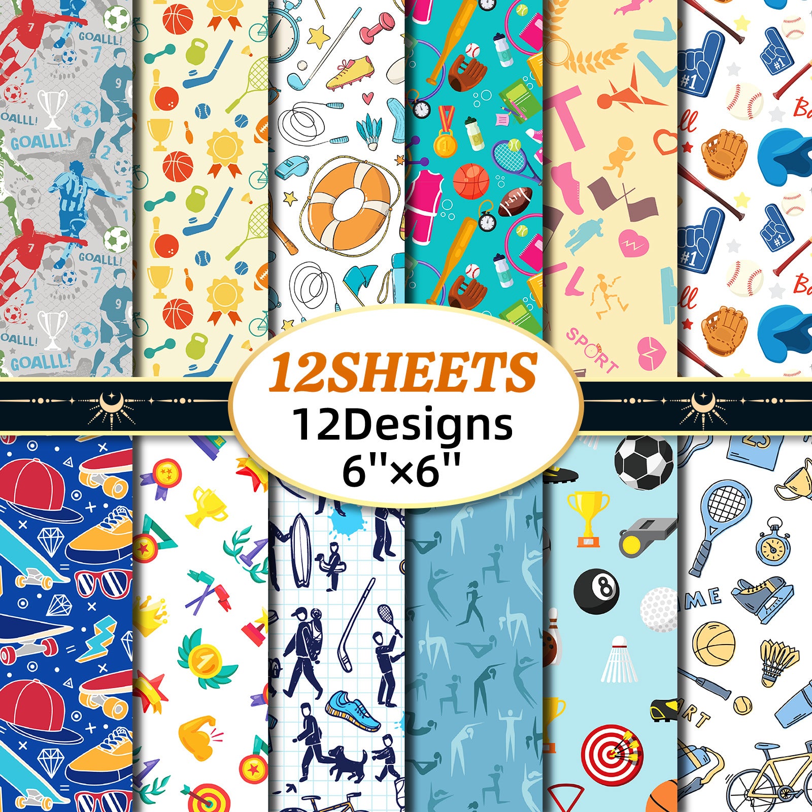 6 inch Sports Scrapbook Paper Pad PA791