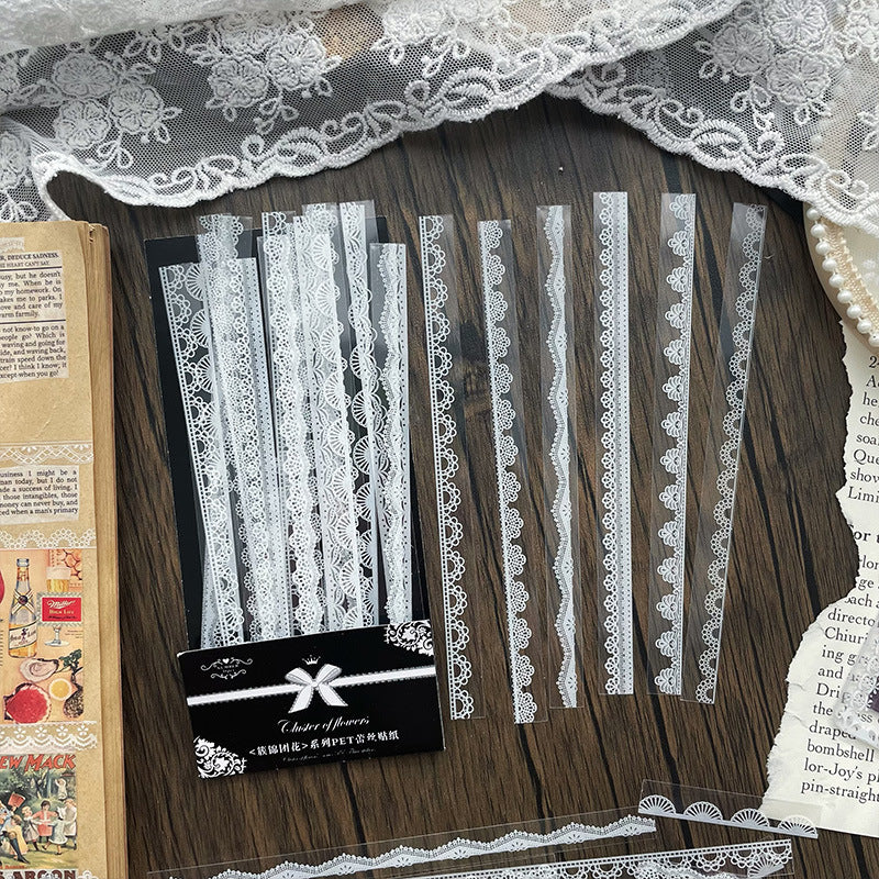 40 Pcs Vintage White Lace Border Stickers