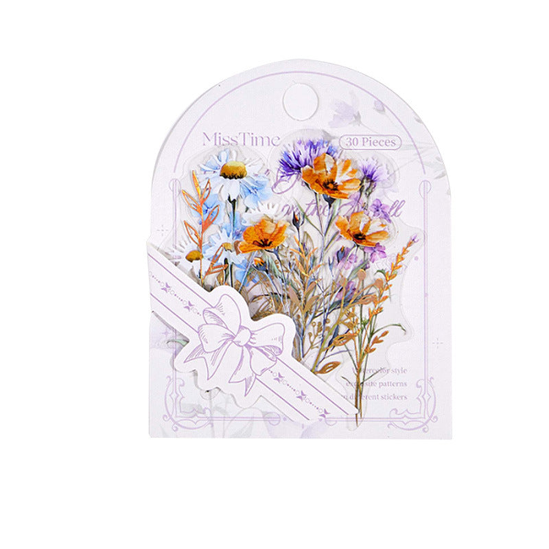 30 Pcs Wild Flower PET Stickers HJQM