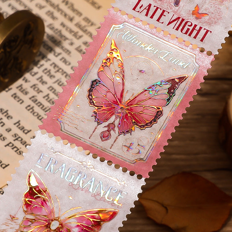 1 Roll Butterfly Themed Postage Stamp Die-cut Washi Tape HJGY