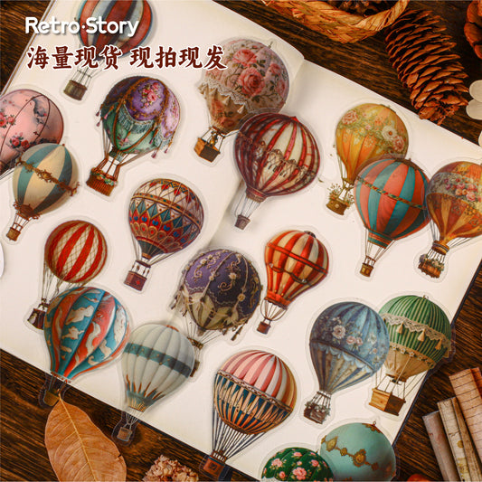 20 Pcs Hot Air Balloon PET Stickers QKXL