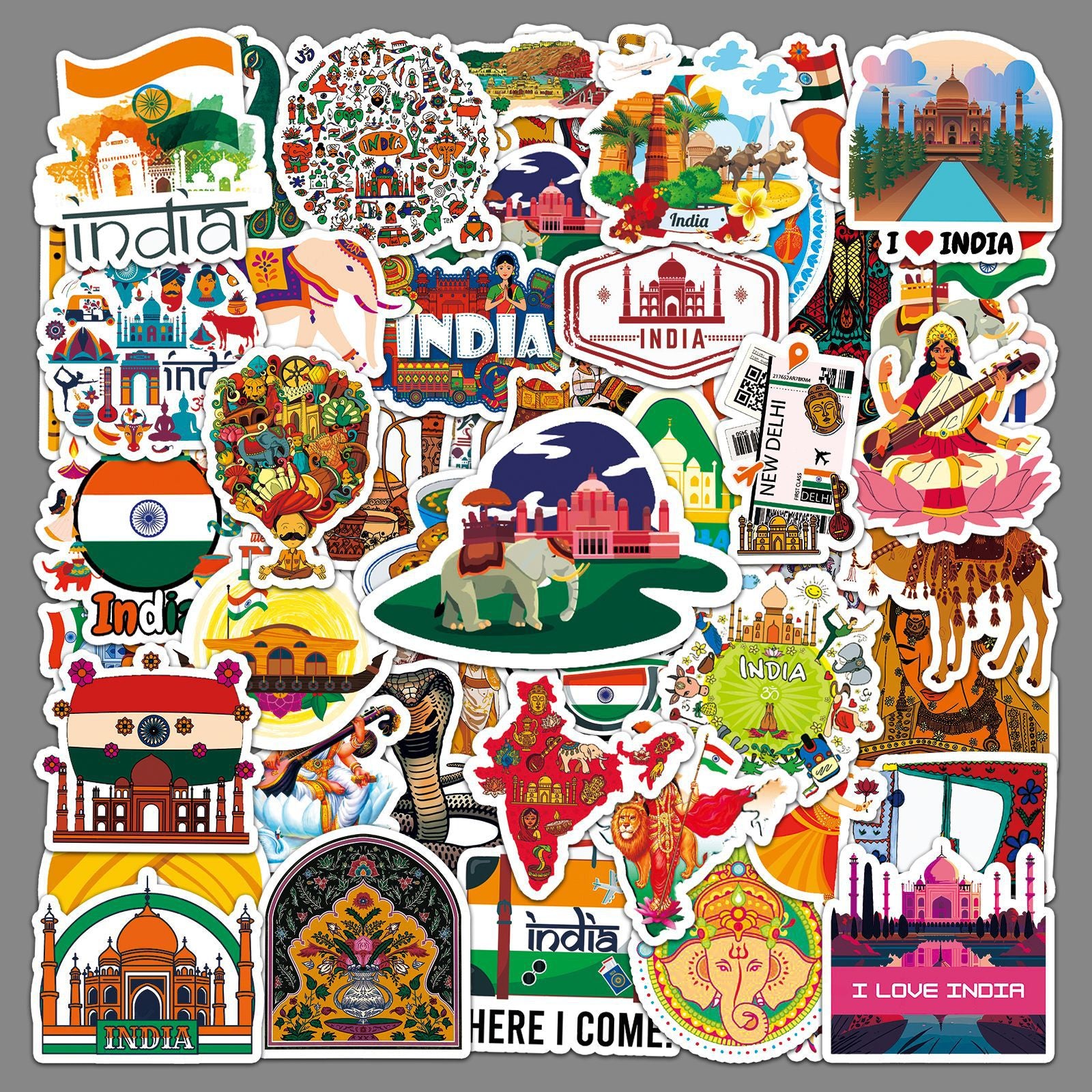 50Pcs India Travel Vinyl Stickers TRV03