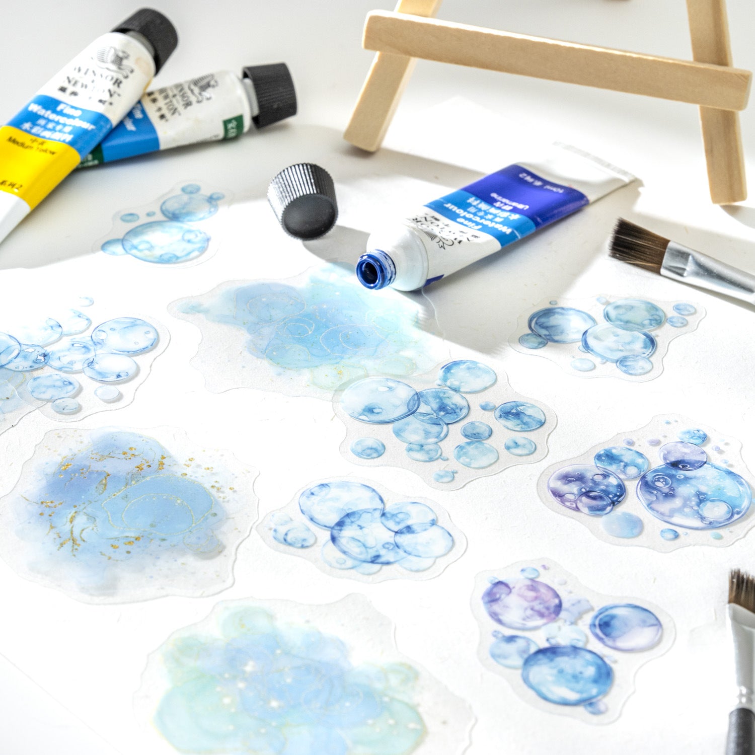 20 Pcs Watercolor Bubble PET Stickers HCPY