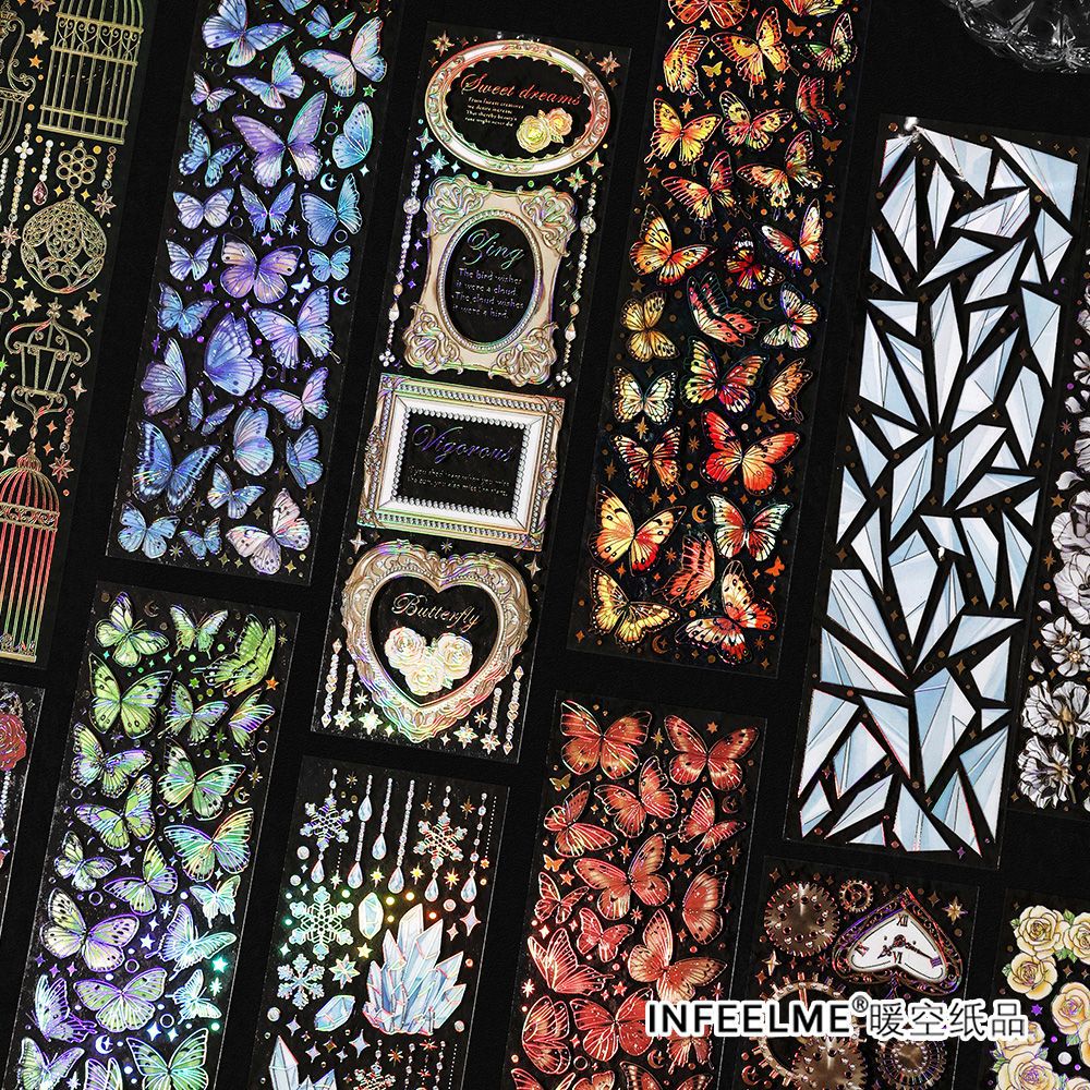 3 Pcs Holographic PET Butterfly Stickers YQLYY