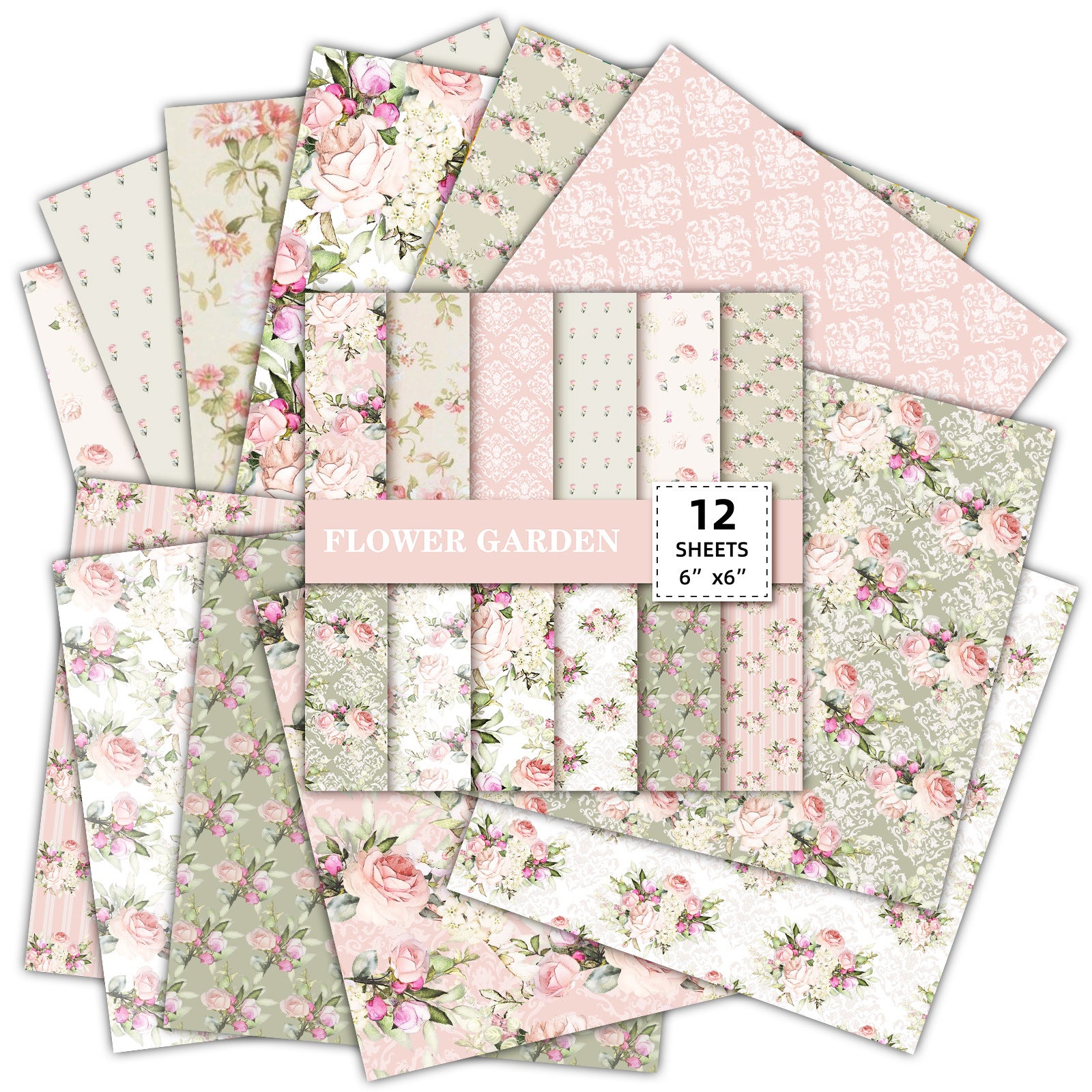 6 inch Pink Flower Scrapbook Paper Pad PA272