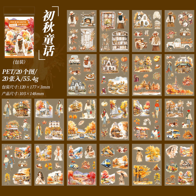 20 Sheets Seasonal PET Stickers Book SJZL