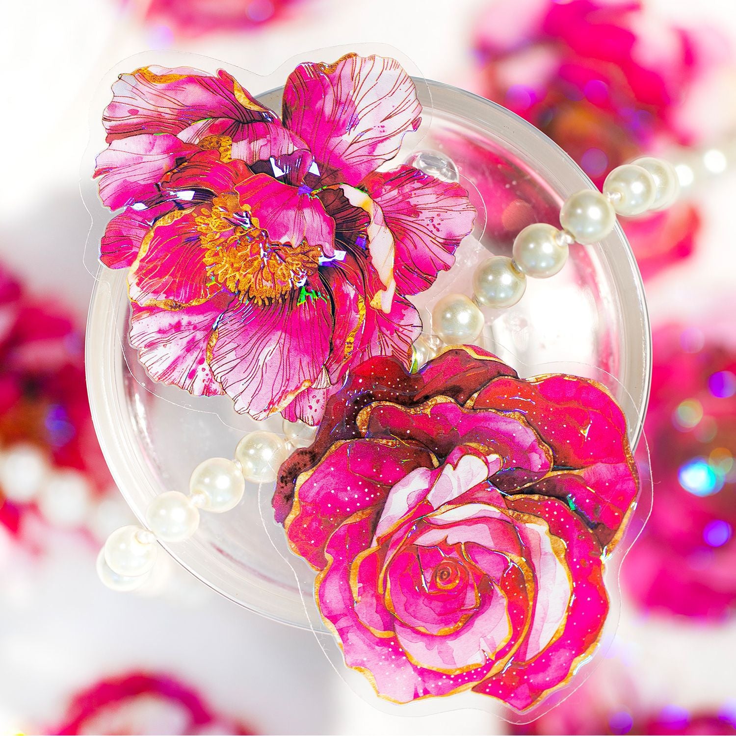 10 Pcs Flowers PET Stickers DZZF