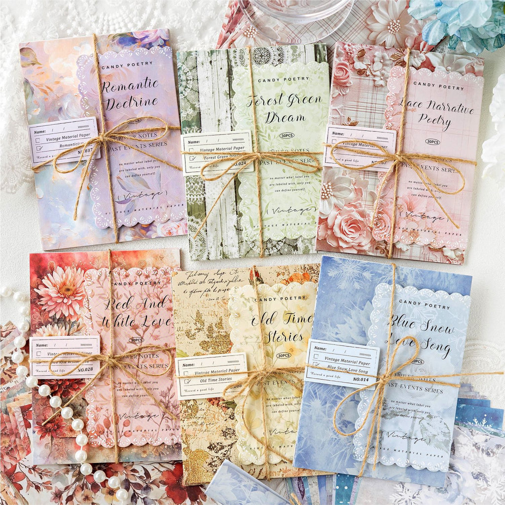 30 Pcs Vintage Floral Scrapbook Paper HQWS