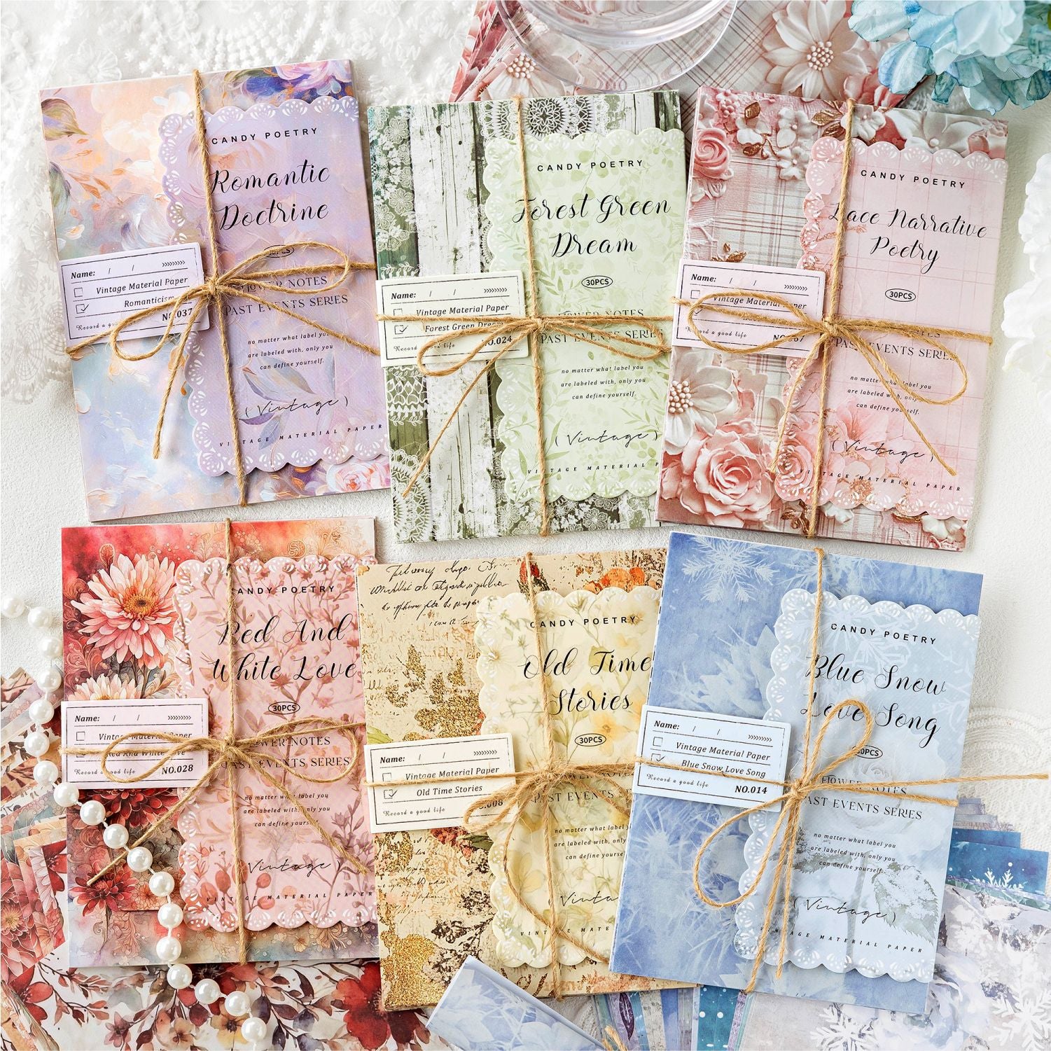 30 Pcs Vintage Floral Scrapbook Paper HQWS