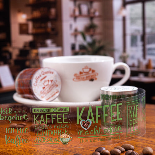 1 Roll Coffee Theme PET Stickers Tape KFYL