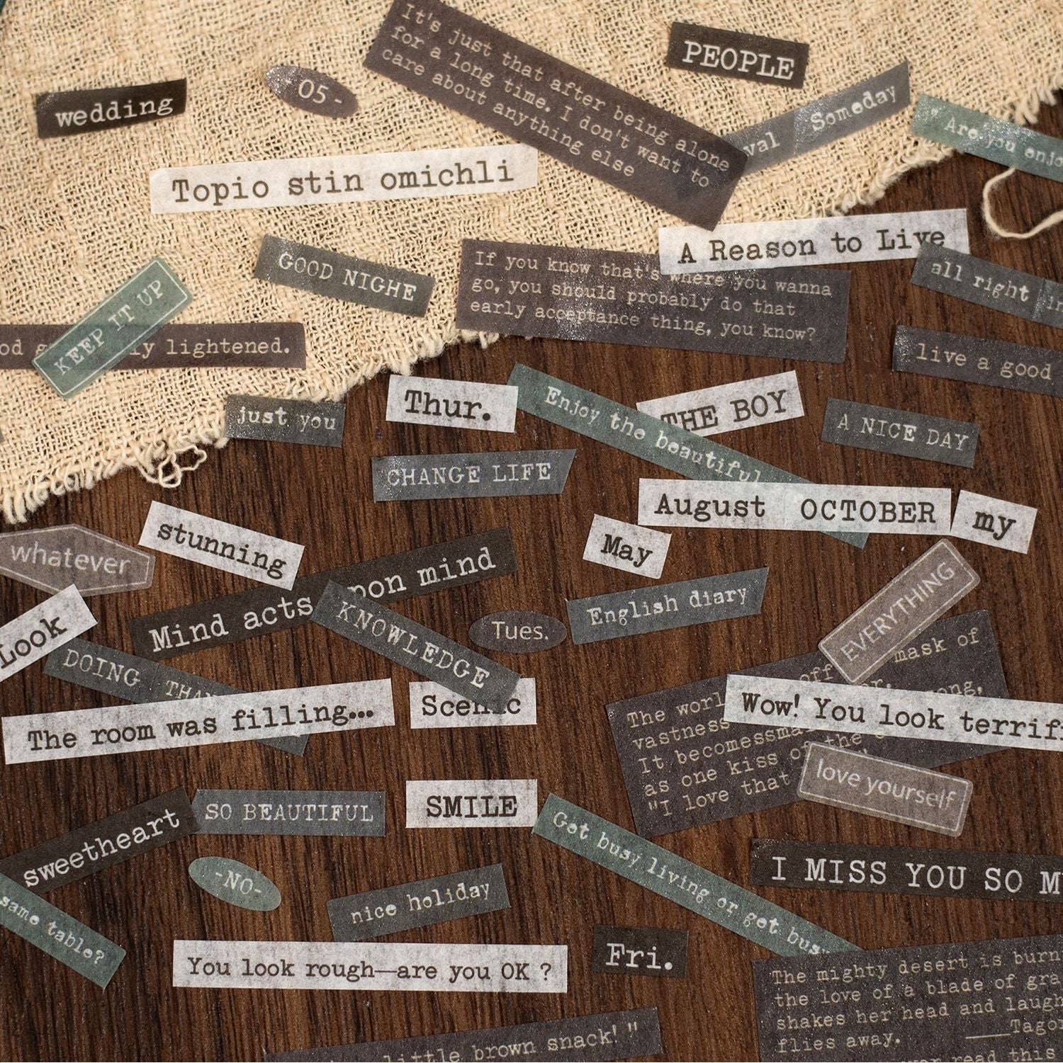 30 Pcs Words Quote Washi Stickers Book