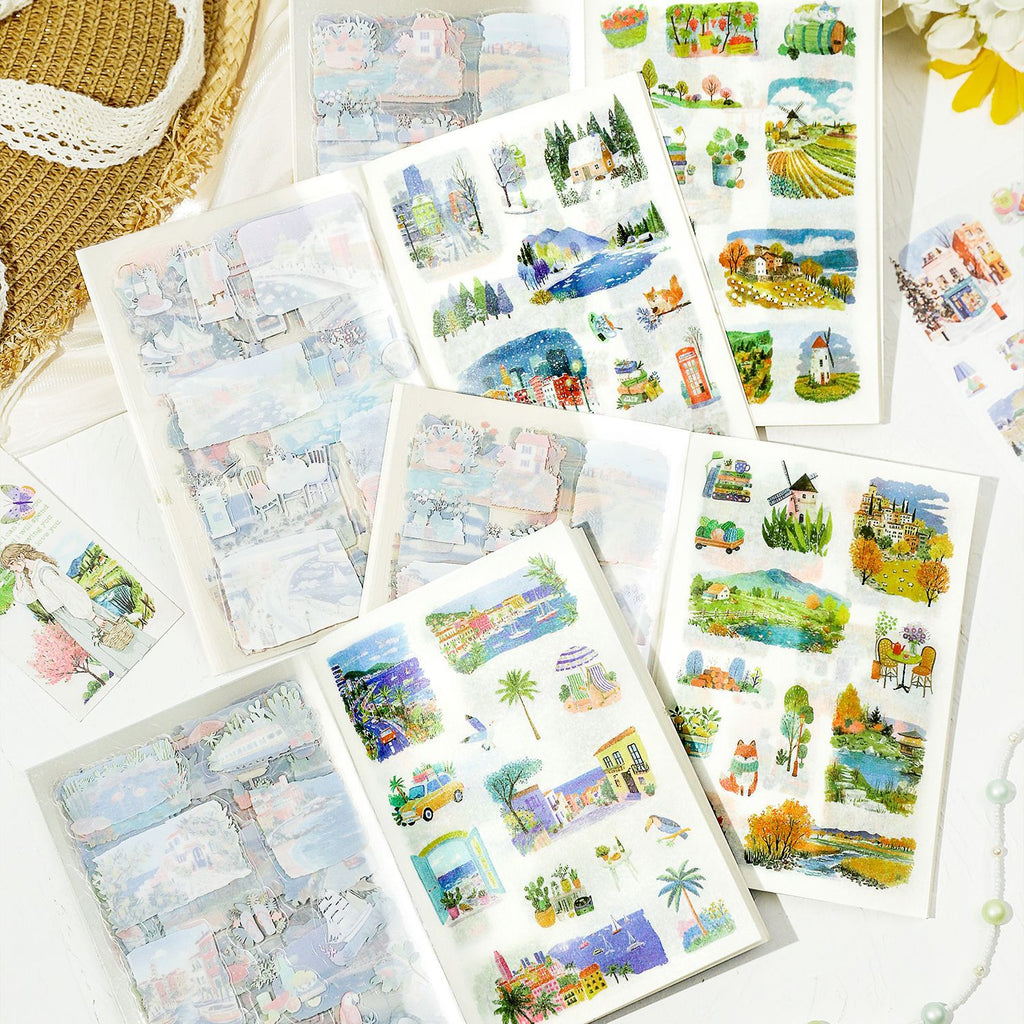 20 Sheets Seasonal Landscape Stickers Book FGSJ