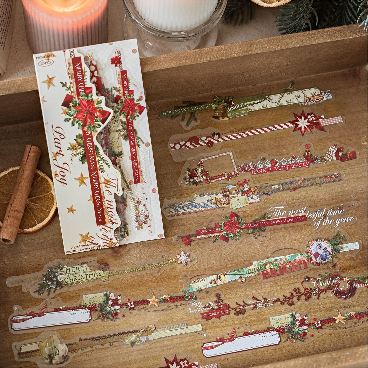 20 Pcs Christmas Theme PET Stickers XHSD