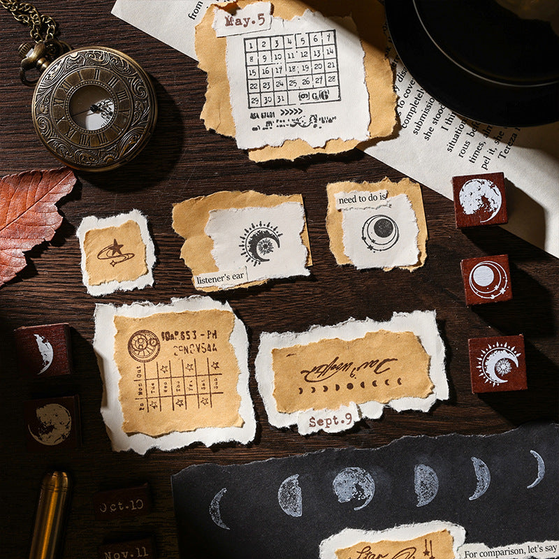 29 Pcs Galaxy Theme Wooden Stamp Set YHMY