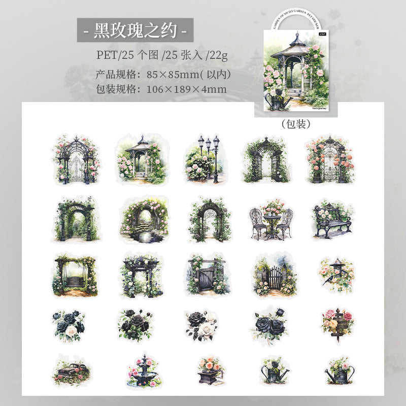 25 Pcs Garden Theme PET Stickers XXLDHY