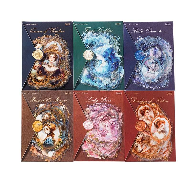 40 Pcs Vintage Lady PET Stickers FGXXH