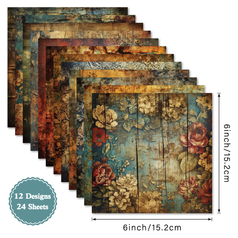 6 inch Vintage Floral Scrapbook Paper Pad SKP414