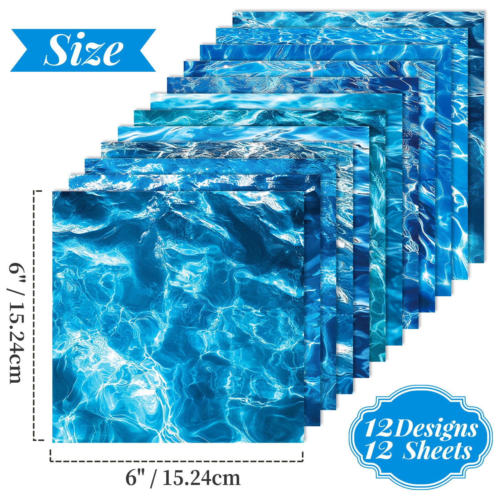 6 inch Water Texture Scrapbook Paper Pad PA836