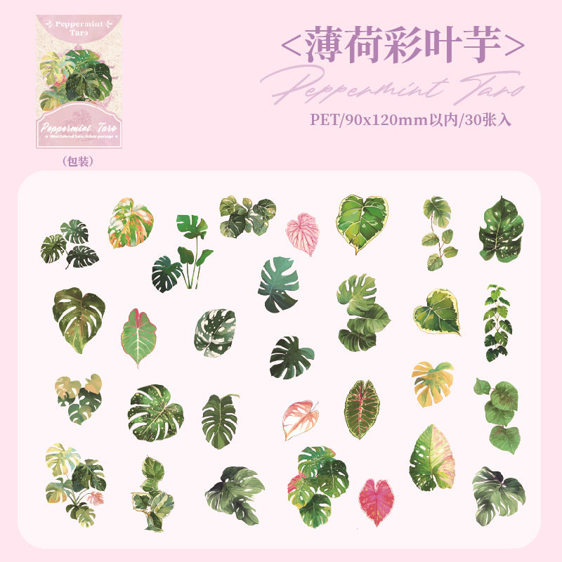 30 Pcs Green Plant Stickers XRYL