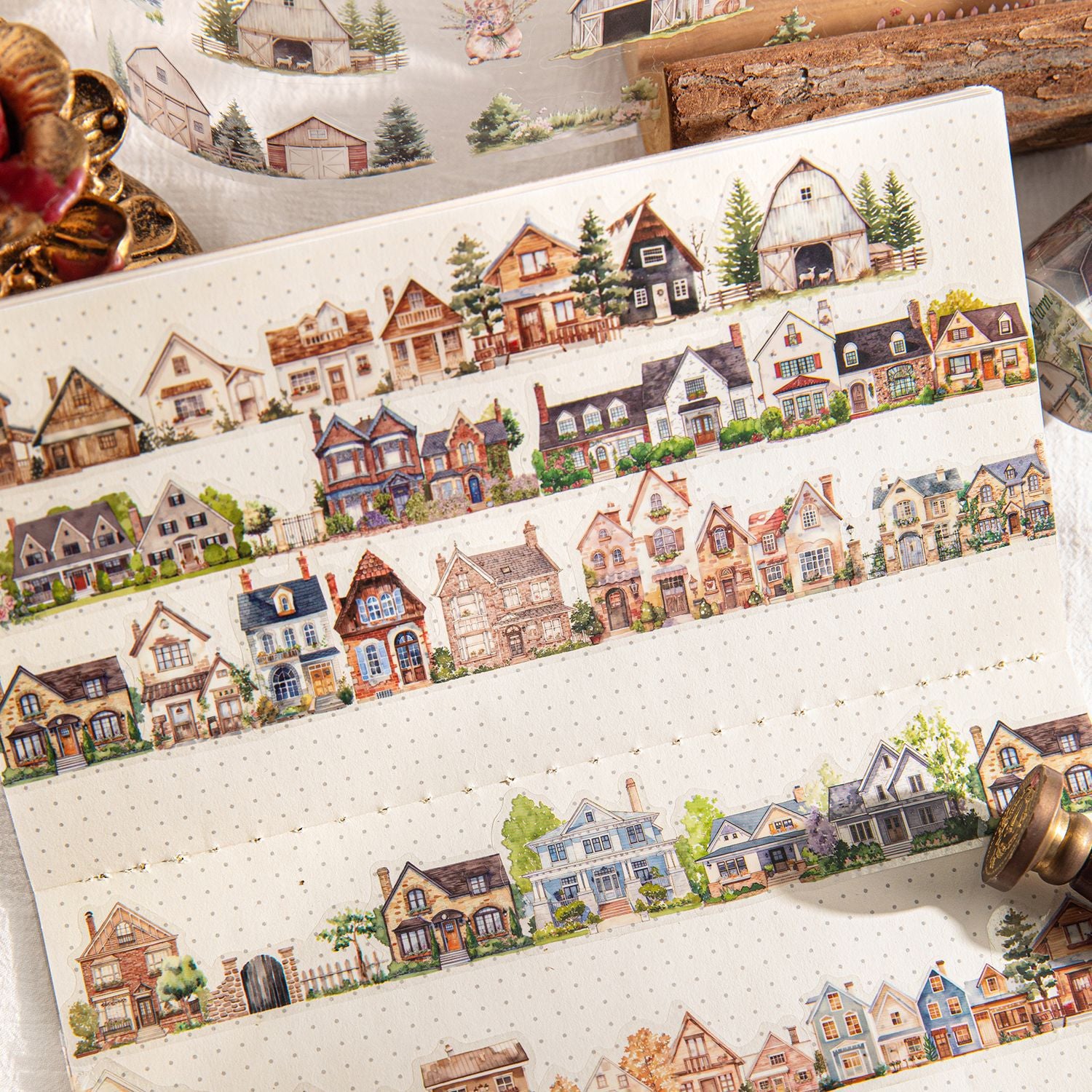 1 Roll House Theme PET Stickers Tape FWZJGS