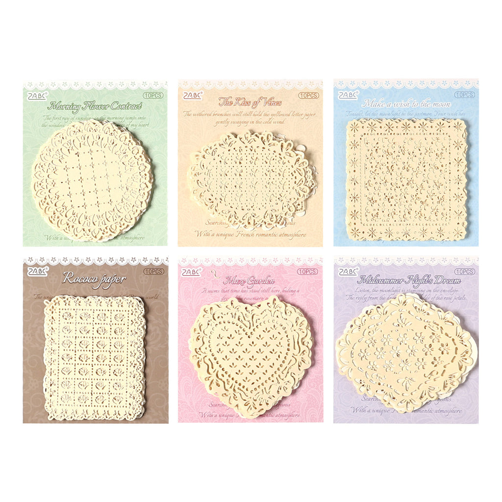 10 Pcs Hollow Cutout Lace Journal Paper GLXX