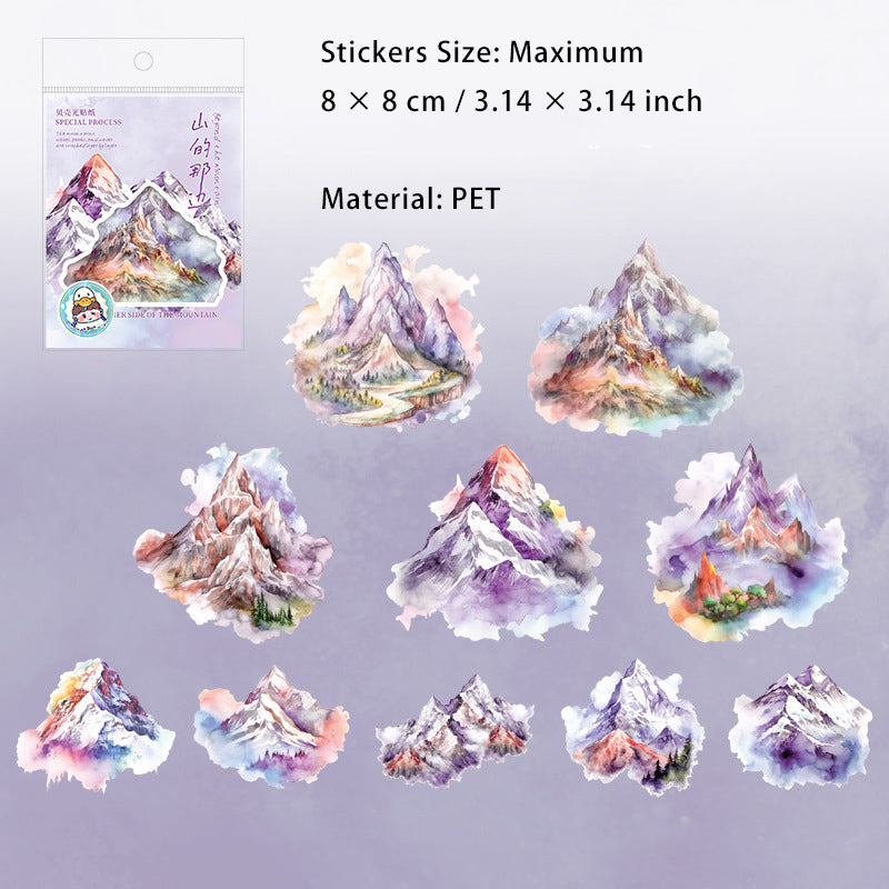 10 Pcs Glitter PET Mountain Stickers SDNB