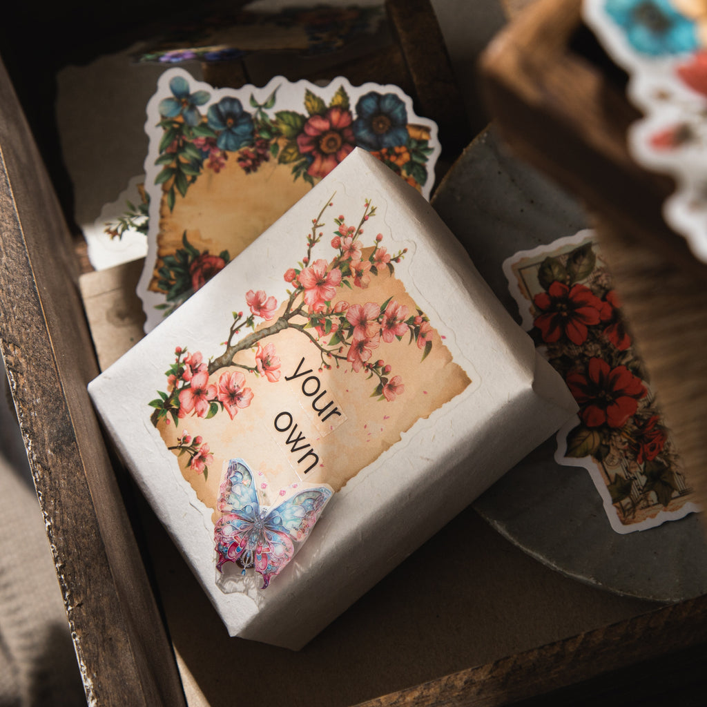 20 Pcs Flower Themed PET and Washi Stickers HDYY
