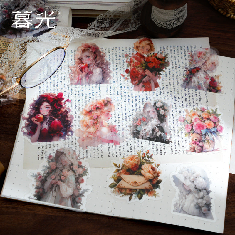 10 Pcs Fantasy Flower Girl PET Stickers HYXS