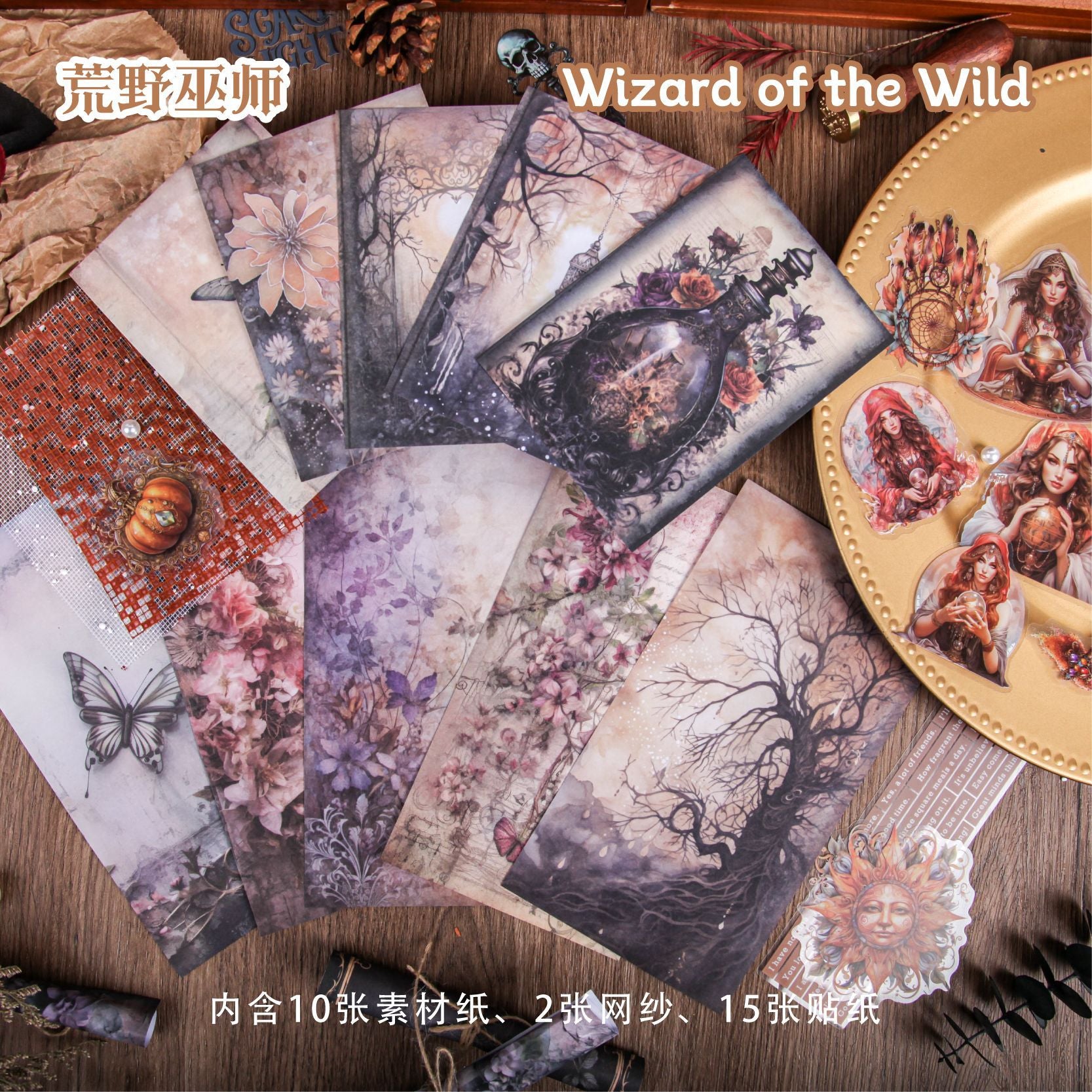 27 Pcs Gothic Theme Junk Journal Suppleis Kit GTXL