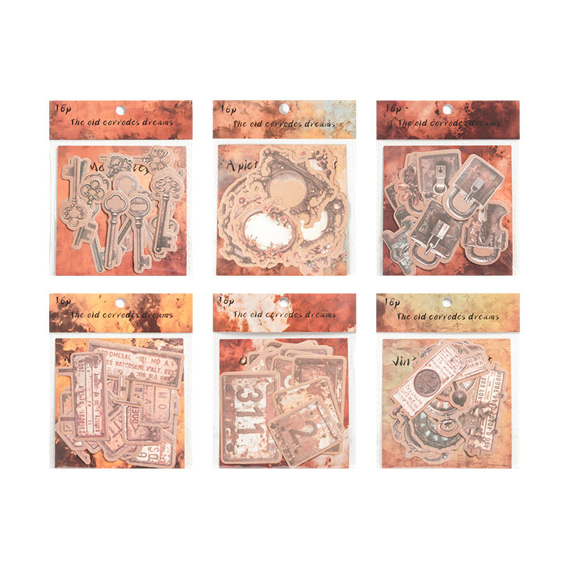 16 Pcs Vintage Object Stickers JSQM